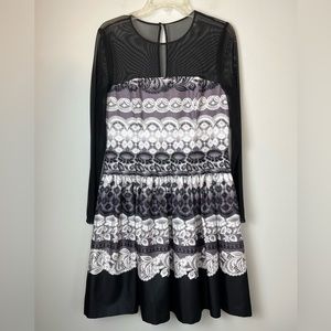 Eliza J Illusion Lace Print Mesh Dress Size 10